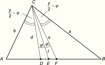 Geometriai jelölések egy háromszögben Háromszög geometriai jelölésekkel, szakaszok és szögek megnevezései.