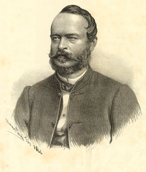 19. századi férfi portré ceruzarajz, hagyományos öltözetben, Marastoni József aláírásával, 1866