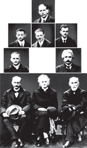 Fekete-fehér csoportkép több férfival és egy nővel formális öltözetben.