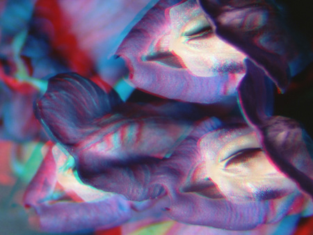 Színes, elmosódott virág, amely 3D hatást kelt a képen.