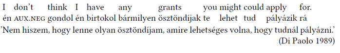Angol mondat magyar fordítással és nyelvtani elemzéssel, Di Paolo 1989.