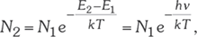 Boltzmann-eloszlás egyenlet Fizikai egyenlet a Boltzmann-eloszlásról, N2 = N1 e^(-E2-E1/kT) = N1 e^(-hv/kT).