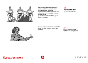 Budapest Bank reklám konditerem és utcazenész Budapest Bank reklám, konditerem előtt futó emberek és utcazenész gitárral