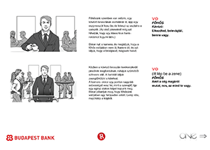 Budapest Bank reklám storyboard kávézóban Budapest Bank reklám storyboardja, kávézóban, futópadon sétáló főhőssel.