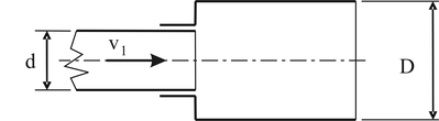 Cső keresztmetszeti ábra folyadék áramlási sebességgel Cső keresztmetszeti ábra, amelyen a folyadék áramlási sebessége és a cső átmérője van jelölve.
