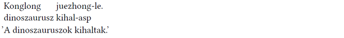 Dinoszauruszok kihalása kínai és magyar nyelven Kínai és magyar mondat a dinoszauruszok kihalásáról: 'A dinoszauruszok kihaltak.'