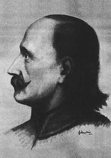 Fekete-fehér portré aláírással Fekete-fehér portré, alul Fekete Mihály aláírása látható.