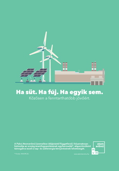 Napenergia, szélenergia és atomenergia szimbólumai zöld háttér előtt, fenntartható jövőért.