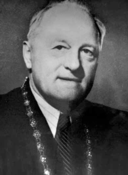 Férfi formális öltözetben díszes lánccal Férfi formális öltözetben, nyakkendővel és díszes lánccal a nyakában.