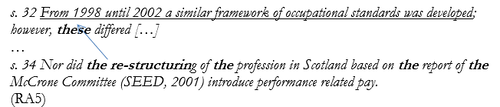 Két mondat a foglalkozási standardok és a szakma átszervezéséről Skóciában, McCrone Bizottság jelentése alapján.