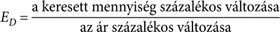 Kereslet árrugalmasságának képlete A kereslet árrugalmasságának képlete: E_D = a keresett mennyiség százalékos változása / az ár százalékos változása.