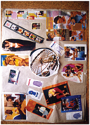 Kollázs magazin képekkel és divatfotókkal Kollázs különböző magazinokból kivágott képekkel, divatfotókkal és egy óriáskerék középpontban.