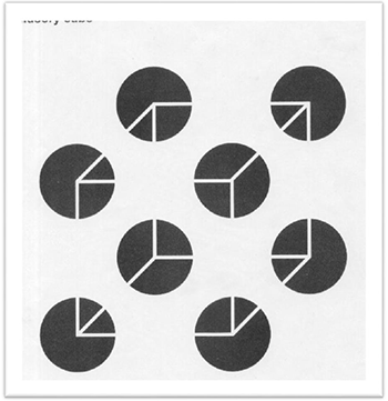 Nyolc kör alakú diagram egyenlő részekre osztva Nyolc darab kör alakú diagram látható, amelyek egyenlő részekre vannak osztva.