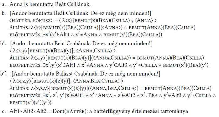 Logikai és matematikai kifejezések a bemutatás és háttérfüggvények értelmezéséről.