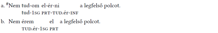 Két mondat a magyar nyelvben a 'tud' és 'ér' igék használatával, az első hibás, a második helyes.