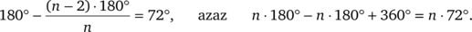 Matematikai egyenlet szabályos sokszög belső szögeihez Matematikai egyenlet, amely a szabályos sokszög belső szögeinek összegét számolja ki.