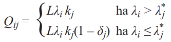 Matematikai képlet, amely a Qij értékét határozza meg különböző feltételek alapján.
