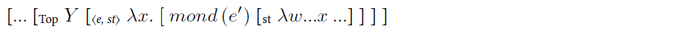 Matematikai kifejezés lambda kalkulussal és logikai operátorokkal Matematikai kifejezés, amely lambda kalkulust és logikai operátorokat tartalmaz, Top Y, mond, lambda, e, st