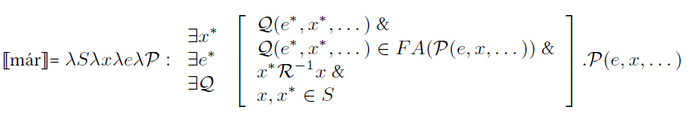 Matematikai kifejezés lambda kalkulussal és logikai formulával Matematikai kifejezés lambda kalkulussal és logikai formulával, egzisztenciális kvantorokkal és relációkkal.