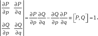 Matematikai kifejezés a Poisson-zárójelről Matematikai kifejezés parciális deriváltakkal és Poisson-zárójellel, egyenlőség 1.