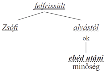 Mondat szerkezeti ábra Zsófi felfrissüléséről Mondat szerkezeti ábra Zsófi felfrissüléséről az ebéd utáni alvás minősége miatt.