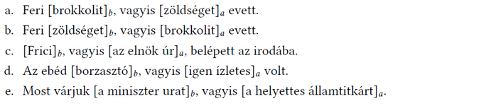 Mondatok alternatív jelentésekkel és jelmagyarázattal Mondatok, amelyekben szavak alternatív jelentései vannak feltüntetve jelmagyarázattal.