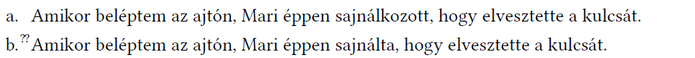 Mondatok összehasonlítása: sajnálkozott vs sajnálta Két mondat összehasonlítása a 'sajnálkozott' és 'sajnálta' szavak használatával.