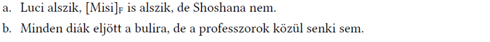 Mondatok különböző személyek cselekedeteiről Két mondat, az egyik Luci, Misi és Shoshana alvásáról, a másik diákok és professzorok bulira érkezéséről.