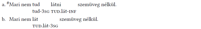 Két mondat a szemüveg nélküli látásról, az első hibás, a második helyes.