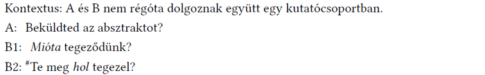 Két személy párbeszéde a tegeződésről, akik nem régóta dolgoznak együtt egy kutatócsoportban.