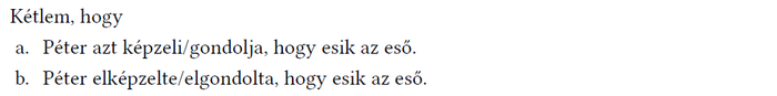 Két mondat Péter esővel kapcsolatos elképzeléseiről és gondolatairól.