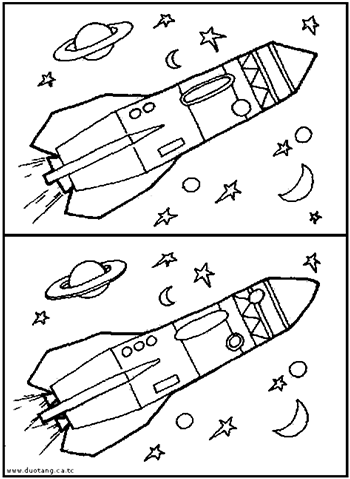 Két azonos rakéta repül az űrben, körülöttük bolygók, csillagok és holdak láthatók.