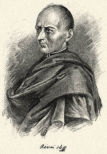 Régi stílusú grafika, amely egy kendővel beborított személyt ábrázol, felirattal: Rossi I. sc.