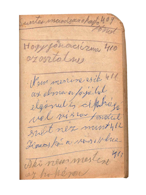 Régi jegyzetfüzet lapja kézzel írt feljegyzésekkel és számokkal, különböző szövegekkel.