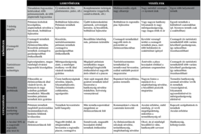 SWOT analízis: lehetőségek és veszélyek SWOT analízis táblázat, amely a lehetőségeket és veszélyeket vizsgálja különböző erősségek és gyengeségek mentén.