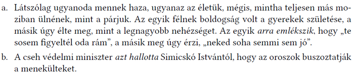 Szöveges bekezdések párkapcsolatról és politikáról Két bekezdés, az első párkapcsolati megélésekről, a második politikai témáról szól.