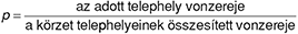 Matematikai képlet a telephely vonzerejének kiszámítására: p = az adott telephely vonzereje / a körzet telephelyeinek összesített vonzereje.