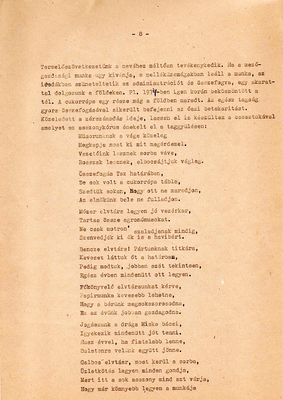 Régi dokumentum a termelőszövetkezet tevékenységéről és taggyűléséről, cukorrépa betakarításról.