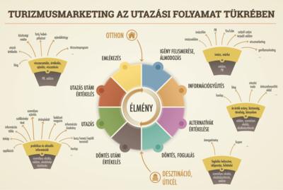 Turizmusmarketing az utazási folyamat tükrében A turizmusmarketing folyamatát bemutató ábra az utazási élmény szakaszain keresztül.