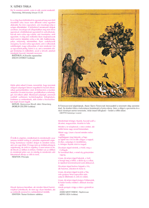 Vallásos illusztráció szerzetesekkel és madarakkal Két szerzetes madarakat etet egy fa alatt, vallásos idézetekkel körülvéve.